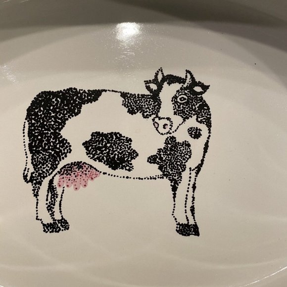 Vintage Teamson Oven Baking Casserole Dish Oval Bowl Cow Art Farm Country Decor - Picture 2 of 5